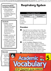 Respiratory System: Academic Vocabulary Level 5