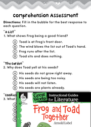 Frog and Toad Together Comprehension Assessment