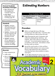 Estimating Numbers: Academic Vocabulary Level 2