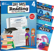 180 Days™: Reading, Spelling, Language, & Math Grade 4: 4-Book Set