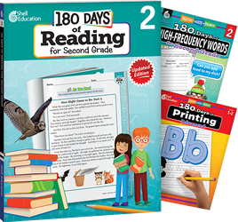 180 Days Reading, High-Frequency Words, & Printing Grade 2: 3-Book Set