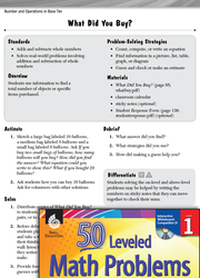 Operations in Base Ten Leveled Problem: Problem Solving: What Did You Buy?