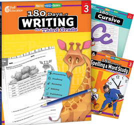 180 Days™: Writing, Spelling, & Cursive Grade 3: 3-Book Set