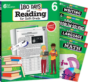 180 Days Reading, Math, Problem Solving, Writing, & Language Grade 6: 5-Book Set