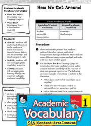 How We Get Around: Academic Vocabulary Level 1