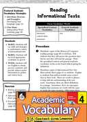 Reading Informational Texts: Academic Vocabulary Level 4