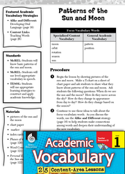 Patterns of the Sun and Moon: Academic Vocabulary Level 1