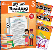 180 Days Reading, Spelling, Language, & Math Grade 3: 4-Book Set