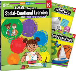 180 Days™: Social-Emotional Learning, Writing, & Spelling Grade K: 3-Book Set