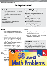 Number and Operations in Base Ten Leveled Problems: Add and Subtract Decimals