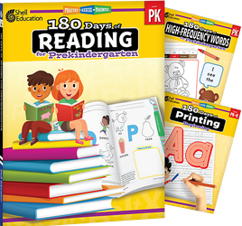 180 Days™: Reading, High-Frequency Words, & Printing Grade PK: 3-Book Set