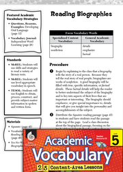 Reading Biographies: Academic Vocabulary Level 5