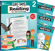 180 Days Reading, Math, Writing, & Language Grade 2: 4-Book Set