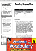 Reading Biographies: Academic Vocabulary Level 5