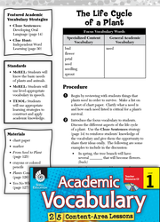 The Life Cycle of a Plant: Academic Vocabulary Level 1