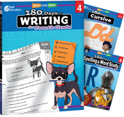 180 Days Writing, Spelling, & Cursive Grade 4: 3-Book Set