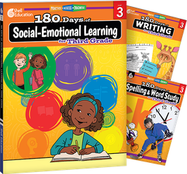 180 Days™: Social-Emotional Learning, Writing, & Spelling Grade 3: 3-Book Set