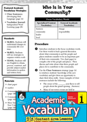 Who Is In Your Community?: Academic Vocabulary Level 1