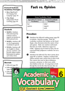 Fact vs. Opinion: Academic Vocabulary Level 6