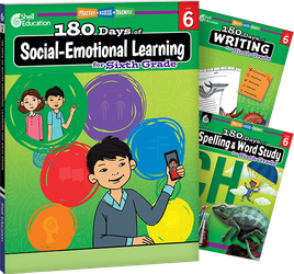 180 Days™: Social-Emotional Learning, Writing, & Spelling Grade 6: 3-Book Set