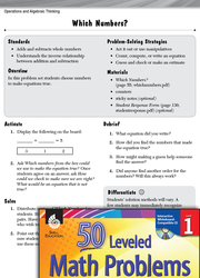 Algebraic Thinking Leveled Problem: Writing Equations with Which Numbers?