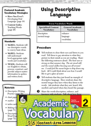 Using Descriptive Language: Academic Vocabulary Level 2