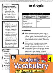 Rock Cycle: Academic Vocabulary Level 4